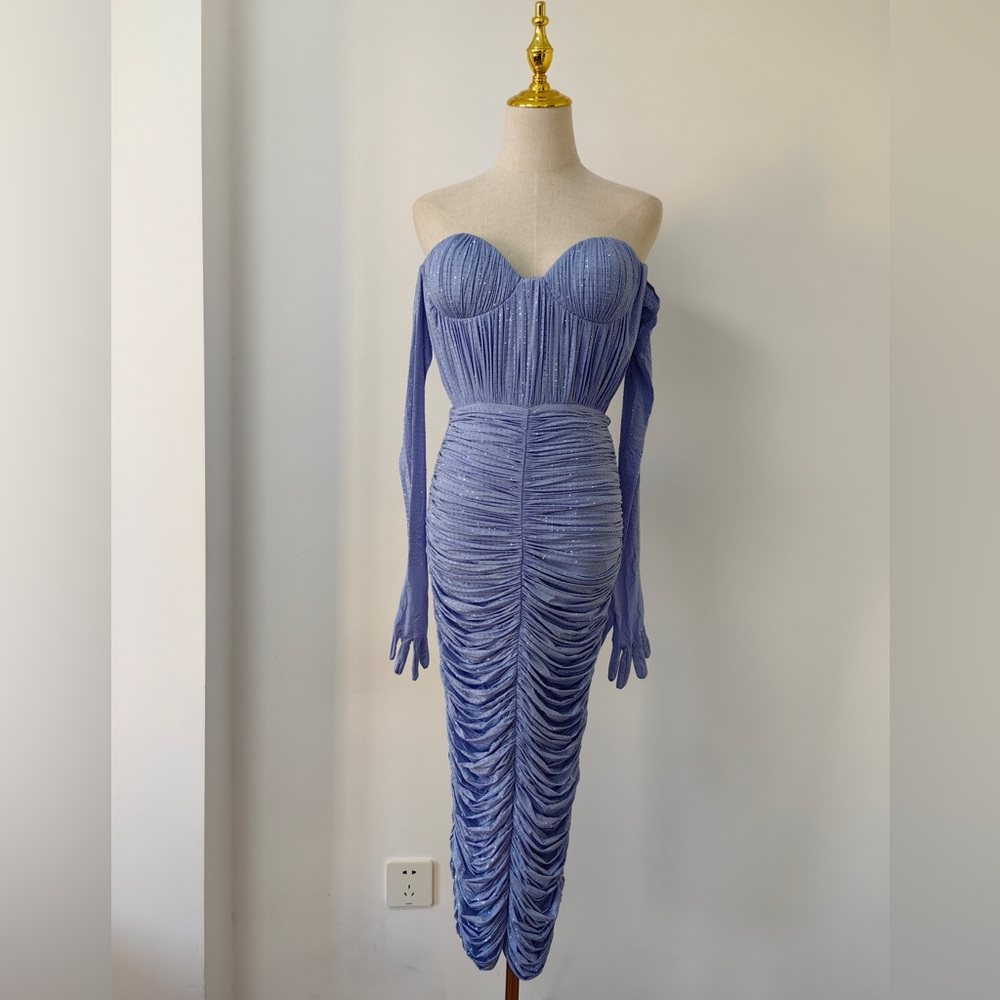 Alex Perry Sweetheart crystal-embellished ruched midi dress, UK 6 US 2